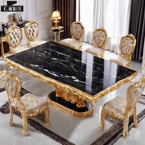 Luxury Dining Table with Natural Marble Top for Home Furniture