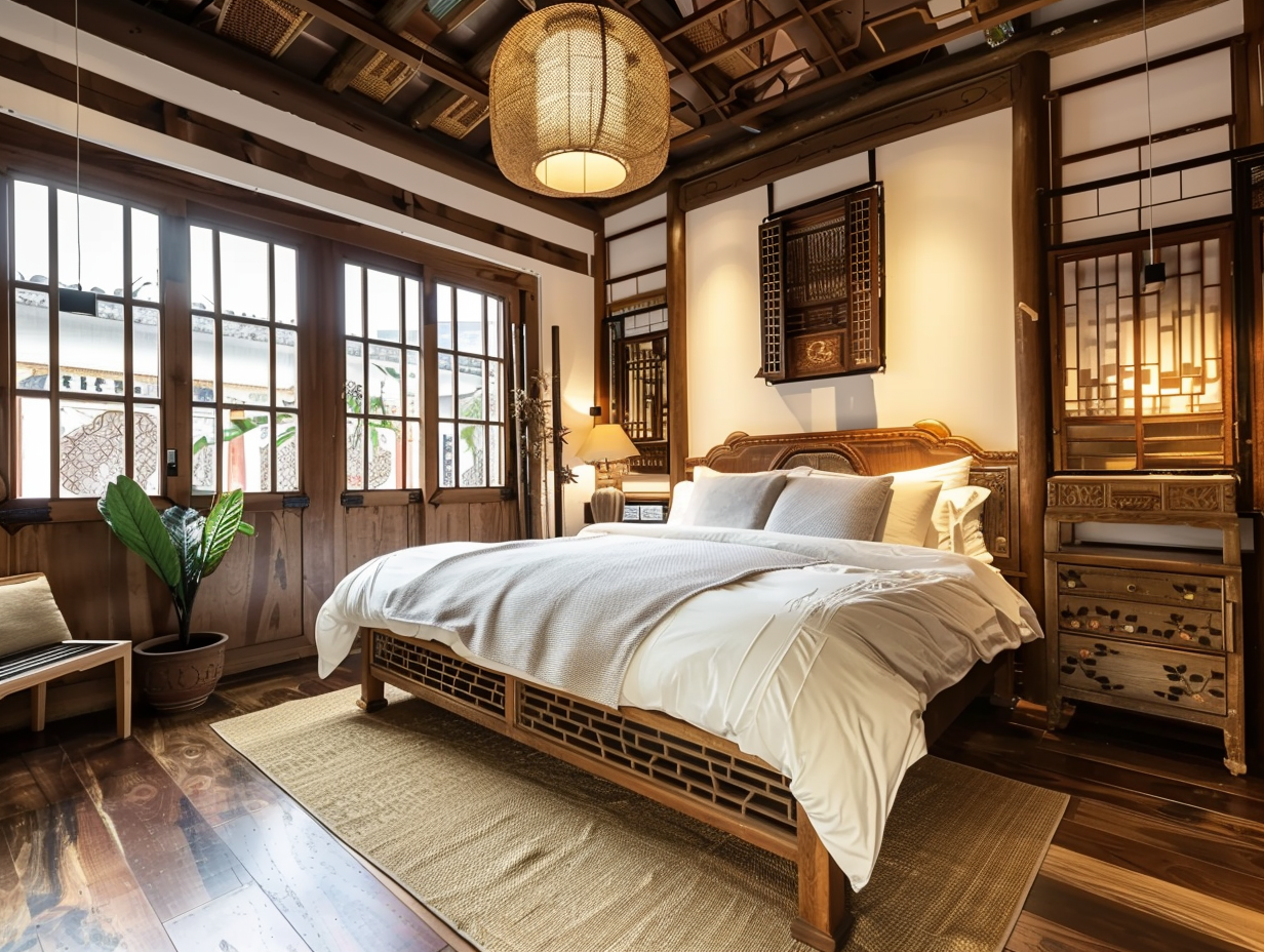 Cozy bed and breakfast room with Changshi bed