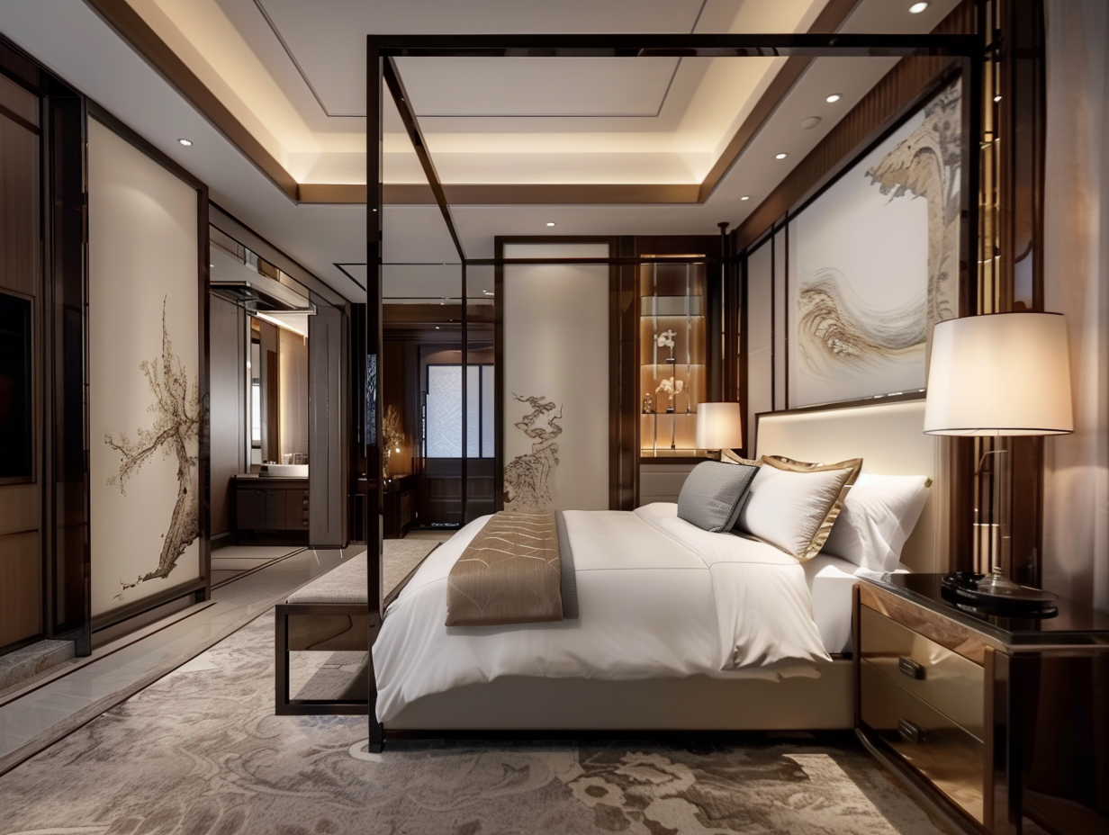 Modern home bedroom with Changshi Furniture's bed