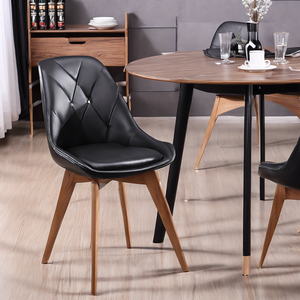 Factory Modern Hotel Living Room Dining Room Leather PVC Wooden Dining Chair for Home Furniture