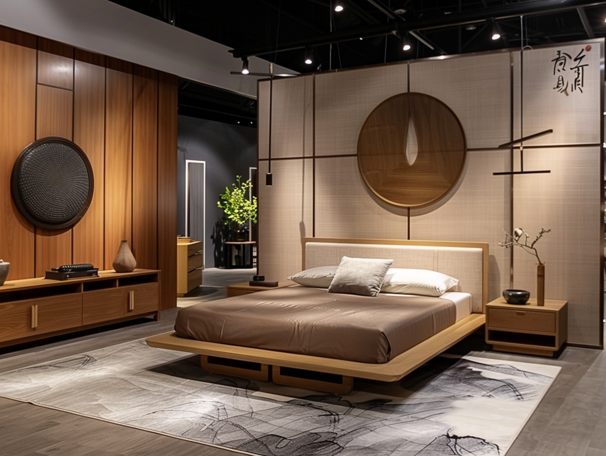 Stylish showroom display featuring Changshi Furniture's bed