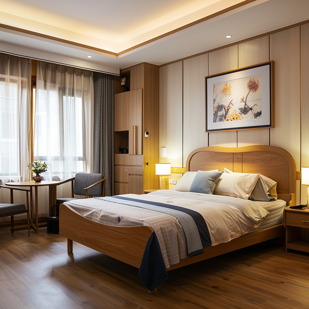 Senior living facility room with Changshi bed