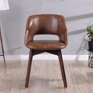 Modern Furniture Living Room Leisure Chair PU Dining Chair Walnut Wood Dining Chair