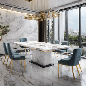 Modern Design White Marble Rectangular Dining Table for Office Building Restaurant