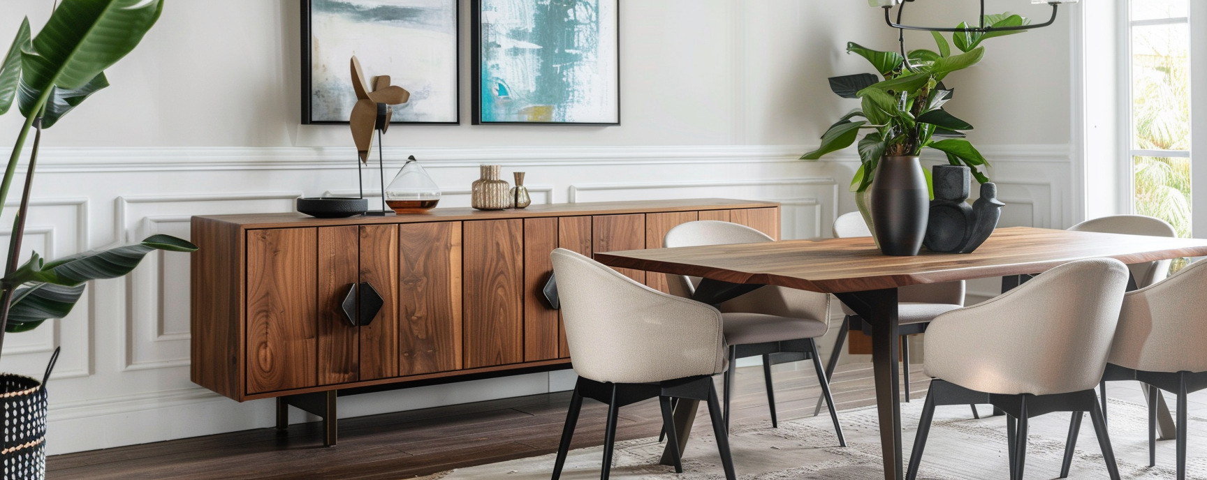 Stylish sideboard in a dining room setting