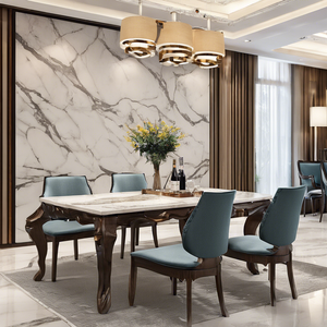 Customized Natural Modern Design Restaurant Table Solid Wood Marble Top Dining Room Table