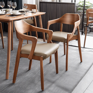 Dining Room Furniture Solid Wood Factory Furniture Modern PVC Hotel Restaurant Arm Dining Chair